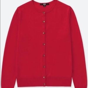Uniqlo merino red button down cardigan